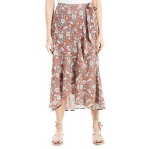 ✨MAX STUDIO Side Tie Ruffle Crepe Maxi Skirt In Brown Sz XS✨